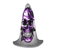 SYKzqiO Purple Rose and Skull print Teen Hooded Cape Cloak, Long Elegant Witch Vampire Costume for Role Play