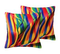 SYKzqiO Rainbow Color stripe print 2 Pack Soft Imitation Linen Pillowcases for Home Decor, with Hidden Zipper
