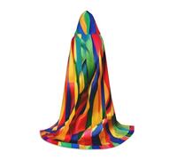 SYKzqiO Rainbow Color stripe print Teen Hooded Cape Cloak, Long Elegant Witch Vampire Costume for Role Play
