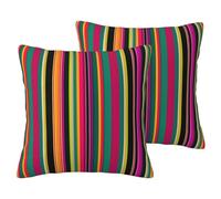SYKzqiO Rainbow Colored Striped print 2 Pack Soft Imitation Linen Pillowcases for Home Decor, with Hidden Zipper