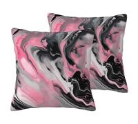 SYKzqiO Red Abstract Ink Marble Gray Artistic print 2 Pack Soft Imitation Linen Pillowcases for Home Decor, with Hidden Zipper