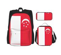 SYKzqiO Singapore Flag 3-Piece Backpack Set with Messenger Bag and Pouch,fit for Tourism, Mountaineering, Shopping