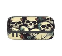 SYKzqiO Skull Skeleton Print Large Capacity Pencil case Storage Bag, fit for Stationery and Cosmetics, Unisex