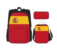SYKzqiO Spanish Flag 3-Piece Backpack Set with Messenger Bag and Pouch,fit for Tourism, Mountaineering, Shopping