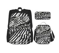 SYKzqiO Zebra-Like Print 3-Piece Backpack Set with Messenger Bag and Pouch,fit for Tourism, Mountaineering, Shopping