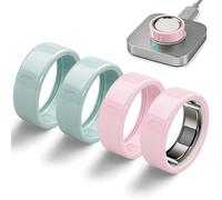 sylacor 4 Pack Ring Cover Compatible with Oura Ring Gen 4/Gen 3 Horizon/Heritage, Anti-Scratch Ultra Thin Smart Ring Accessories for Men Women, Ceramic-Look (2Petal+2Tide, Size 5)