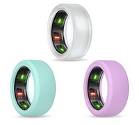 sylacor Cover for UltraHuman Ring AIR/Oura Ring Gen 4/ Gen3, 3Pack Elastic Ring Case Protector for Gym and Working Out (Teal+Purple+Trans, M (11/12/13))