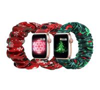 sylacor Scrunchie Bands Compatible with Kids Apple Watch Band, Cute Stretchy Breathable Strap for iWatch Series 10 9 8 7 6 5 4 3 SE SE2 SE3 Small Wrists Boys Girls (Christmas-A, 38/40/41/42mm(Series