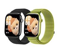 sylacor Sport Loop Bands Compatible with Kids Apple Watch Band, Soft Breathable Nylon Strap for Girls Boys Small Wrists for iWatch Series 10 9 8 7 6 5 4 3 SE SE2 (Black+Green, 38/40/41/42mm(Series 10