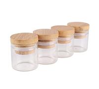 SYLALE 5pcs 10ml Mini Glass Bottles Glass Jars with Bamboo Lids Glass Vials Spice Jars for Wedding Favors Size: 30 * 30mm