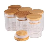 SYLALE 6 pieces 60ml Size 47x60mm Test Tubes with Bamboo Lids Glass Container Potion Bottle for DIY Crafts Wedding Favors