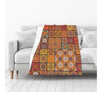 SYLALE Group Of Moroccan Geometric Printed Flannel Blanket Throw 102x127 Cm | Ideal Thick Bed Blanket Or Bed Throw | Perfect For Bed,Living Room,Sofa, Couch