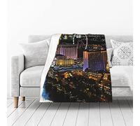 SYLALE Las Vegas Night View Printed Flannel Blanket Throw 102x127 Cm | Ideal Thick Bed Blanket Or Bed Throw | Perfect For Bed,Living Room,Sofa, Couch