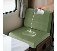 SYLC 2 Piece Waterproof Caravan Seat Covers and Backrest Cover, Non-slip Motorhome Dinette Cushion Covers with Ties, Stretch Campervan Seat Covers Velvet (Mint green,Square S)