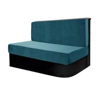 SYLC 2 Pieces RV Dinette Cushion Covers Velvet Stretch, Camper Seat Cushion Bench Slipcovers with Backrest Cover Sofa Cushion Cover for RV Car (Grey Teal,Set of 2)