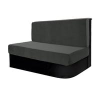 SYLC 2 Pieces RV Dinette Cushion Covers Velvet Stretch, Camper Seat Cushion Bench Slipcovers with Backrest Cover Sofa Cushion Cover for RV Car (Dark Gray,Set of 2)