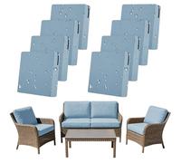 SYLC 8Pcs Outdoor Cushion Covers Waterproof Patio Cushion Covers Replacement with Zipper, Garden Rattan Sofa Seat Slipcovers Furniture Protector (Grey-blue,8pcs 60×60×10cm)