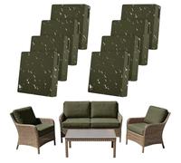 SYLC 8Pcs Outdoor Cushion Covers Waterproof Patio Cushion Covers Replacement with Zipper, Garden Rattan Sofa Seat Slipcovers Furniture Protector (Olive green,4pcs 65×65×10cm＋4pcs 65×33×10cm)