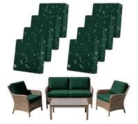 SYLC 8Pcs Outdoor Cushion Covers Waterproof Patio Cushion Covers Replacement with Zipper, Garden Rattan Sofa Seat Slipcovers Furniture Protector (Dark green,8pcs 50×50×5cm)