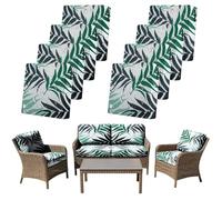 SYLC 8Pcs Outdoor Cushion Covers Waterproof Patio Cushion Covers Replacement with Zipper, Garden Rattan Sofa Seat Slipcovers Furniture Protector (Green leaf,8pcs 50×50×5cm)