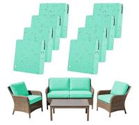 SYLC 8Pcs Outdoor Cushion Covers Waterproof Patio Cushion Covers Replacement with Zipper, Garden Rattan Sofa Seat Slipcovers Furniture Protector (Aqua,4pcs 65×65×10cm＋4pcs 65×33×10cm)