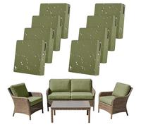 SYLC 8Pcs Outdoor Cushion Covers Waterproof Patio Cushion Covers Replacement with Zipper, Garden Rattan Sofa Seat Slipcovers Furniture Protector (Grey-green,8pcs 55×50×10cm)
