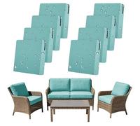 SYLC 8Pcs Outdoor Cushion Covers Waterproof Patio Cushion Covers Replacement with Zipper, Garden Rattan Sofa Seat Slipcovers Furniture Protector (Light blue,4pcs 60×55×10cm＋4pcs 55×45×10cm)