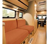 SYLC Caravan Seat Cover Stretch Jacquard, Non-slip RV Dinette Cushion Covers with 2 Straps, Couch Cushion Covers for Camper Sofa Bench (Orange,W 160-195 cm, D 60-90 cm)