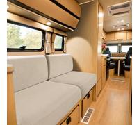 SYLC Caravan Seat Cover Stretch Jacquard, Non-slip RV Dinette Cushion Covers with 2 Straps, Couch Cushion Covers for Camper Sofa Bench (Beige,W 160-195 cm, D 60-90 cm)