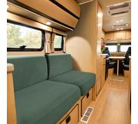SYLC Caravan Seat Cover Stretch Jacquard, Non-slip RV Dinette Cushion Covers with 2 Straps, Couch Cushion Covers for Camper Sofa Bench (Green,W 55-85 cm, D 25-45 cm)