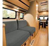 SYLC Caravan Seat Cover Stretch Jacquard, Non-slip RV Dinette Cushion Covers with 2 Straps, Couch Cushion Covers for Camper Sofa Bench (Med grey,W 95-115 cm, D 45-65 cm)