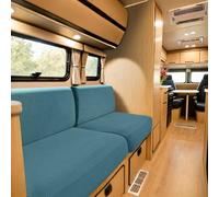 SYLC Caravan Seat Cover Stretch Jacquard, Non-slip RV Dinette Cushion Covers with 2 Straps, Couch Cushion Covers for Camper Sofa Bench (Blue,W 94-122 cm, D 26-40 cm)