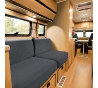 SYLC Caravan Seat Cover Stretch Jacquard, Non-slip RV Dinette Cushion Covers with 2 Straps, Couch Cushion Covers for Camper Sofa Bench (Dark grey,W 95-115 cm, D 45-65 cm)