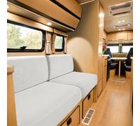 SYLC Caravan Seat Cover Stretch Jacquard, Non-slip RV Dinette Cushion Covers with 2 Straps, Couch Cushion Covers for Camper Sofa Bench (White,W 130-160 cm, D 60-90 cm)
