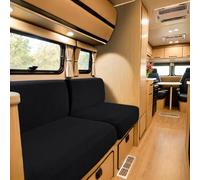 SYLC Caravan Seat Cover Stretch Jacquard, Non-slip RV Dinette Cushion Covers with 2 Straps, Couch Cushion Covers for Camper Sofa Bench (Black,W 35-45 cm, D 35-45 cm)