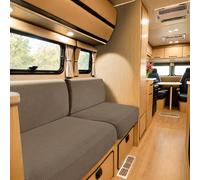 SYLC Caravan Seat Cover Stretch Jacquard, Non-slip RV Dinette Cushion Covers with 2 Straps, Couch Cushion Covers for Camper Sofa Bench (Khaki,W 95-115 cm, D 45-65 cm)