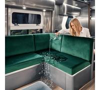 SYLC Caravan Seat Covers Waterproof Velvet, Motorhome Seat Cover with Elastic-band and Lacing, RV Sofa Cushion Cover for camper (Green,W 60-90 cm, D 35-45 cm)