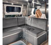 SYLC Caravan Seat Covers Waterproof Velvet, Motorhome Seat Cover with Elastic-band and Lacing, RV Sofa Cushion Cover for camper (Dark grey,W 150-190 cm, D 55-65 cm)
