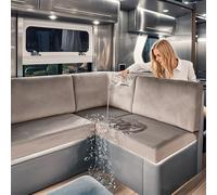 SYLC Caravan Seat Covers Waterproof Velvet, Motorhome Seat Cover with Elastic-band and Lacing, RV Sofa Cushion Cover for camper (Taupe,W 60-90 cm, D 35-45 cm)
