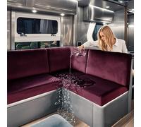 SYLC Caravan Seat Covers Waterproof Velvet, Motorhome Seat Cover with Elastic-band and Lacing, RV Sofa Cushion Cover for camper (Wine red,W 150-190 cm, D 55-65 cm)