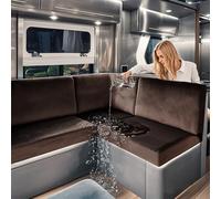 SYLC Caravan Seat Covers Waterproof Velvet, Motorhome Seat Cover with Elastic-band and Lacing, RV Sofa Cushion Cover for camper (Dark cafe,W 100-130 cm, D 45-55 cm)