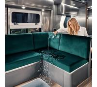 SYLC Caravan Seat Covers Waterproof Velvet, Motorhome Seat Cover with Elastic-band and Lacing, RV Sofa Cushion Cover for camper (Teal,Zip-Pillowcase 45 * 45 cm)