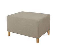 SYLC Footstool Cover Rectangle, Ottoman Covers Stretch, Storage Stool Cover, Footstool Protector Cover Dustproof, Ottoman Slipcovers (Khaki,S)