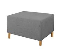 SYLC Footstool Cover Rectangle, Ottoman Covers Stretch, Storage Stool Cover, Footstool Protector Cover Dustproof, Ottoman Slipcovers (Light grey,S)