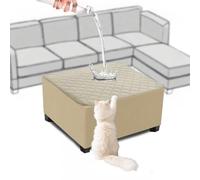 SYLC Ottoman Cover Square/Rectangle, Waterproof Footstool Cover Pouffe Cover, Washable Slipcover for Folding Storage Footrest Protector for Dogs Pets (Beige+Beige,Rectangle XL)