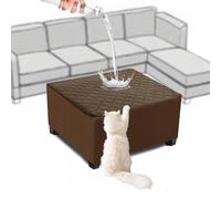 SYLC Ottoman Cover Square/Rectangle, Waterproof Footstool Cover Stretch Pouffe Cover, Washable Slipcover for Storage Footrest Furniture Protector for Dogs Pets (Caramel+Caramel,Rectangle L)