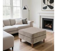 SYLC Ottoman Cover Stretch Velvet, Footstool Cover and Pouffe Cover Non-slip with Elastic Bottom/ties, Slipcover for Folding Storage Poofy Foot Stool (Khaki,Square-M Ottoman+Seat)