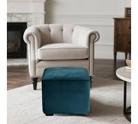 SYLC Ottoman Cover Stretch Velvet, Footstool Cover and Pouffe Cover Non-slip with Elastic Bottom/ties, Slipcover for Folding Storage Poofy Foot Stool (Dark teal,Square-S Ottoman)