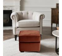 SYLC Ottoman Cover Stretch Velvet, Footstool Cover and Pouffe Cover Non-slip with Elastic Bottom/ties, Slipcover for Folding Storage Poofy Foot Stool (Orange,Square-S Ottoman+Seat)