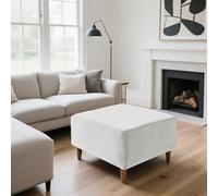 SYLC Ottoman Cover Stretch Velvet, Footstool Cover and Pouffe Cover Non-slip with Elastic Bottom/ties, Slipcover for Folding Storage Poofy Foot Stool (White,Square-M Ottoman)